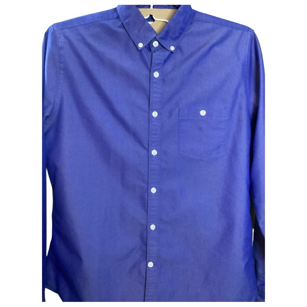 Express Vibrant Blue Casual Button-Down Shirt, Size Medium Fitted