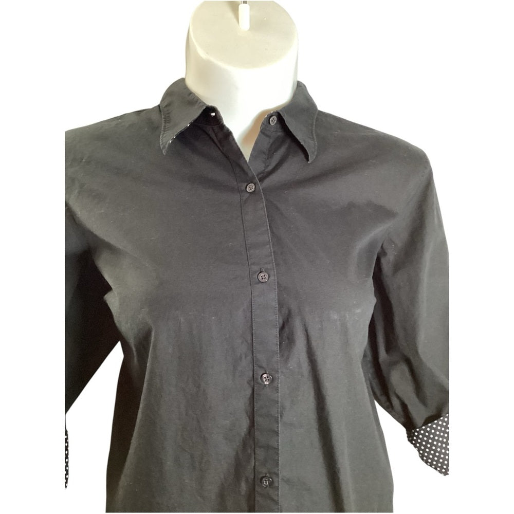 Ralph Lauren Black Button-Down Shirt with Polka Dot Accents, Plus Size 2X