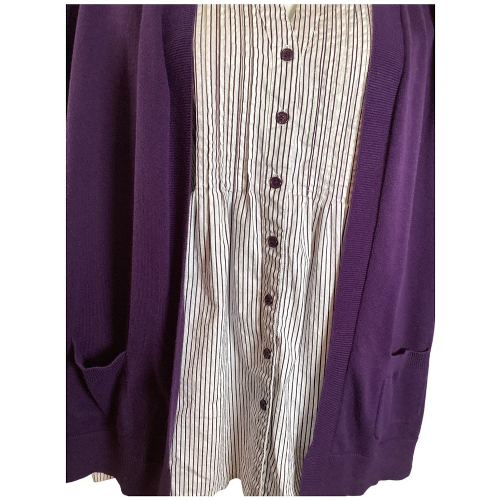 Elementz Purple and White Striped Ensemble, Plus Size 2X
