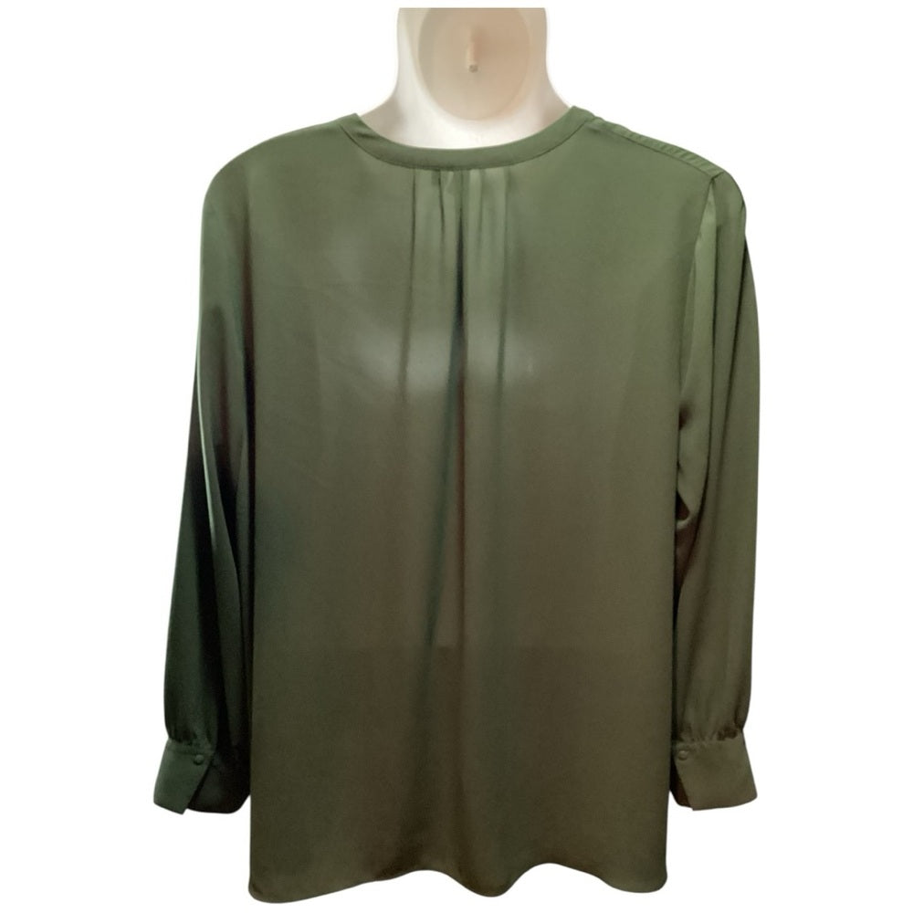 Cato Olive Green Button-Front Blouse Plus Size 4X