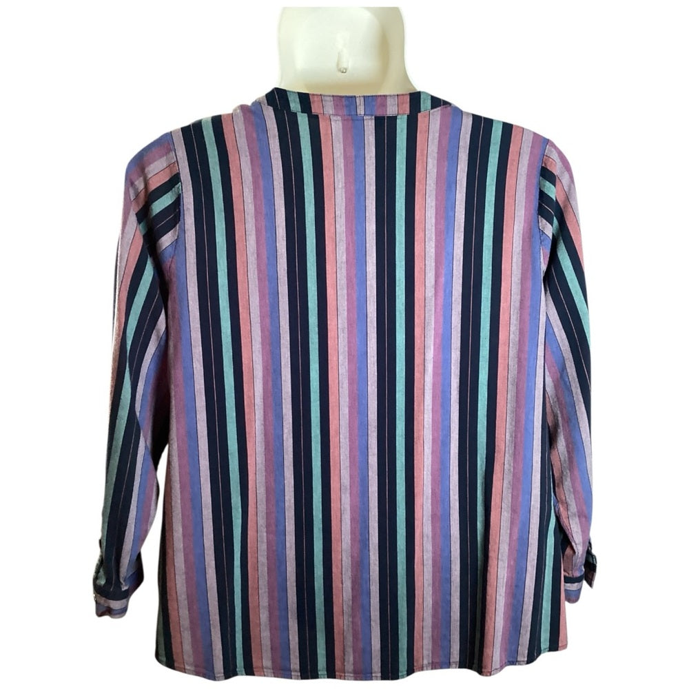 CJ Banks Purple and Blue Striped Button-Down Shirt, Plus Size 3X