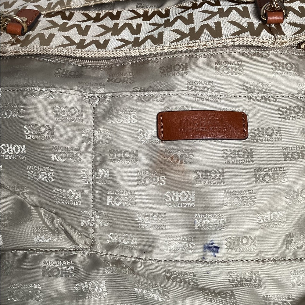 Michael Kors Beige Signature Tote with Pouch, Preloved