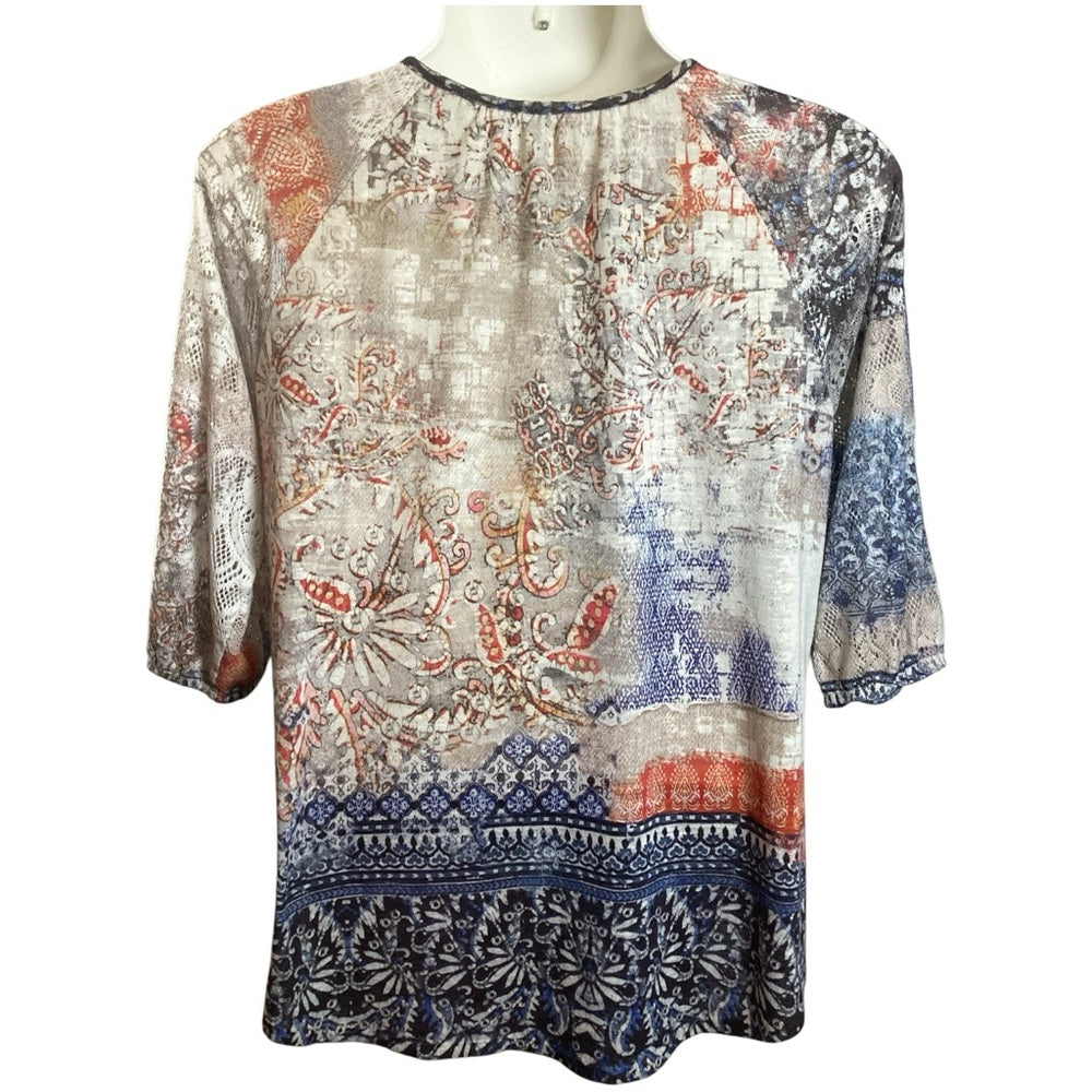 Chico's Multicolor Paisley Blouse with Crochet Hem, Plus Size XL (3)