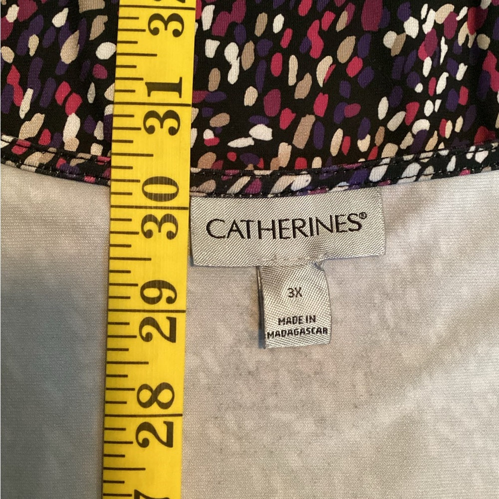 Chic Purple Patterned Blouse, Plus Size 3X