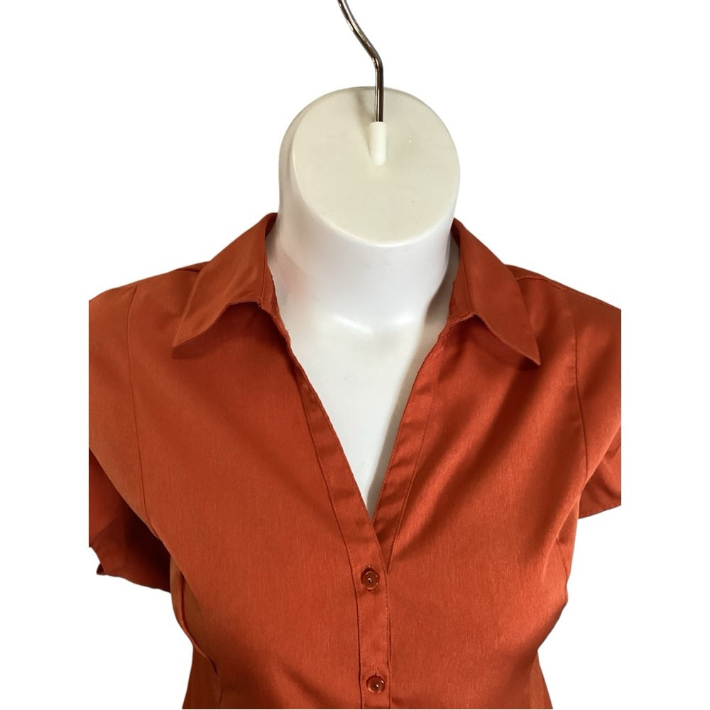 Cato Women's Terracotta Button-Down Shirt, Stretch, Plus Size 22/24 (3X)