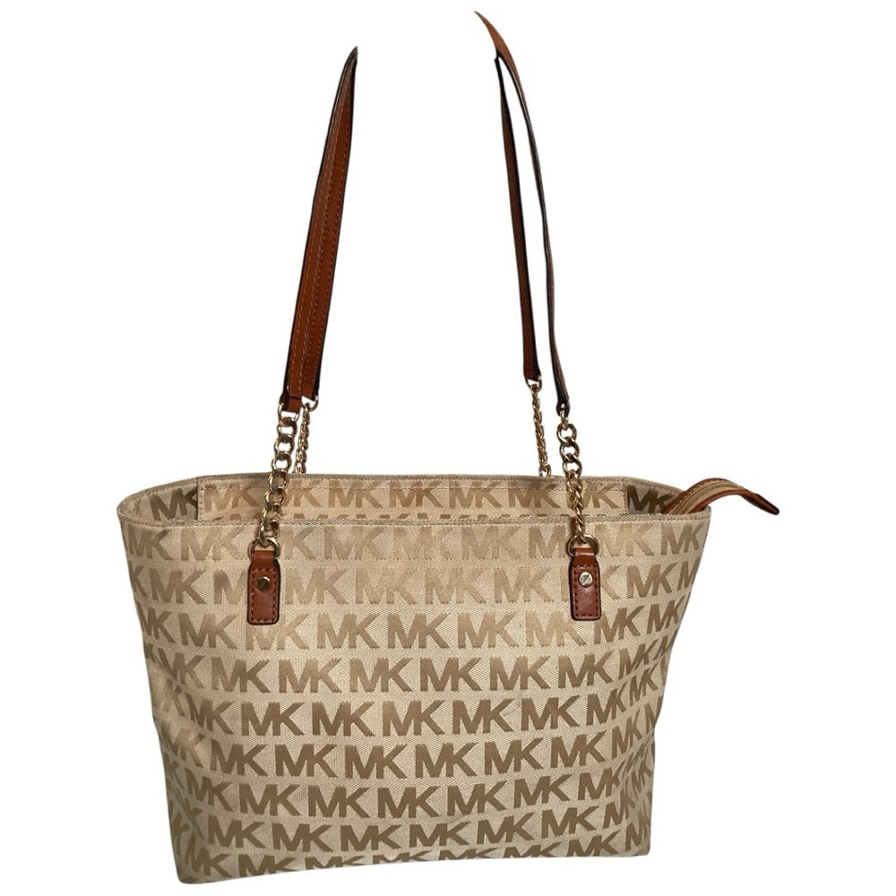 Michael Kors Beige Signature Tote with Pouch, Preloved