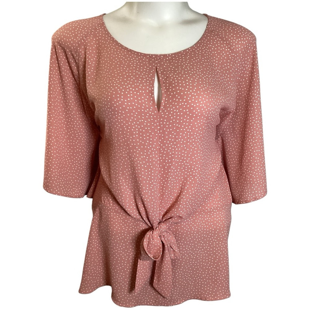 Elegant Pink Tie-Front Blouse, Size 3X