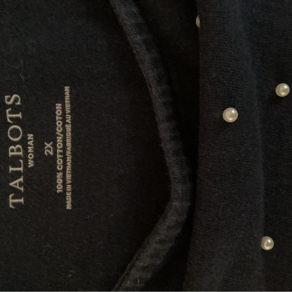 Talbots Navy Blouse with White Stripes and Dots, Plus Size 2X