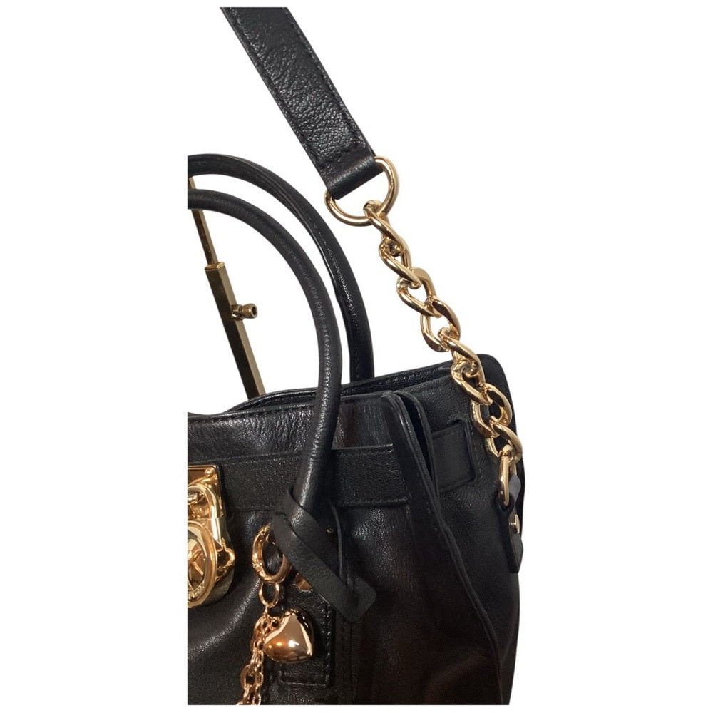 Michael Kors Black Shoulder Bag with Gold Chain and Polka Dot Bow