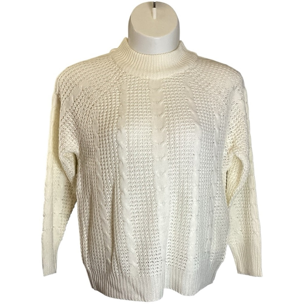 Elegant Cream Sweater for Women, Plus Size 1X