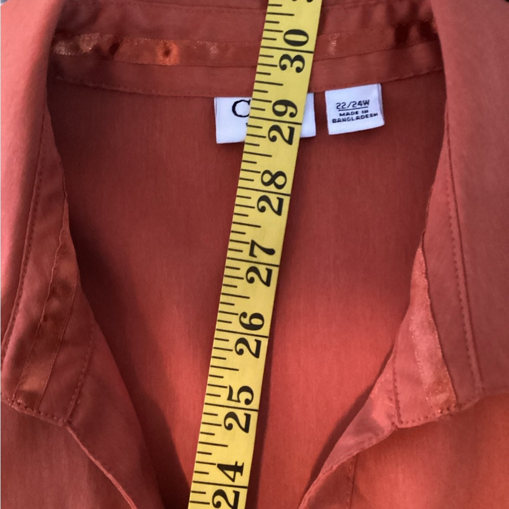 Cato Women's Terracotta Button-Down Shirt, Stretch, Plus Size 22/24 (3X)