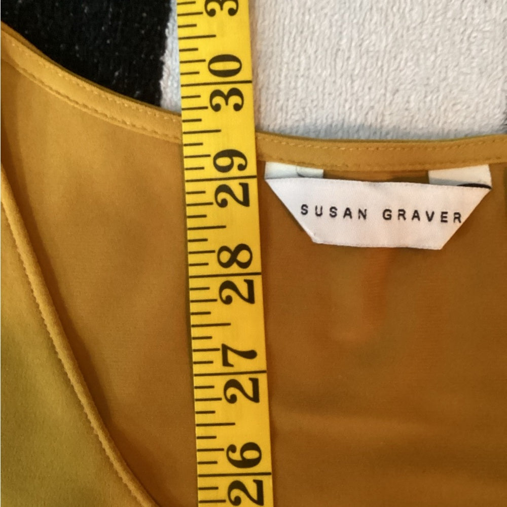 Susan Graver Mustard Keyhole Blouse Plus Size 3X