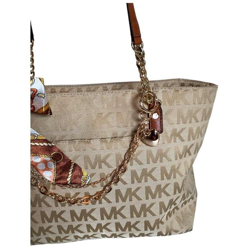 Michael Kors Beige Signature Tote with Pouch, Preloved
