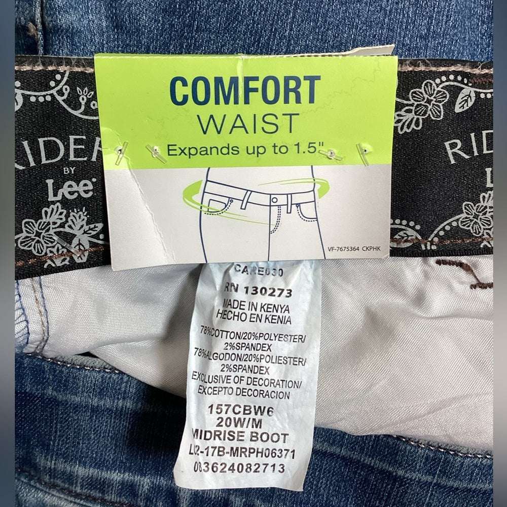 Riders by Lee Classic Blue Boot Cut Jeans, Stretch, Plus Size 20W