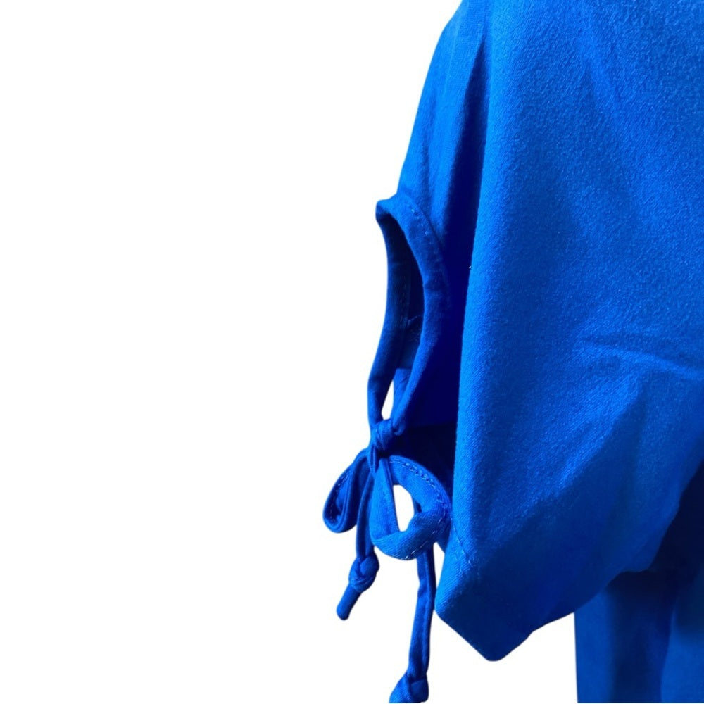 Plus Size Blue Fitted Tie Front Short Sleeve Tee, Size 4X