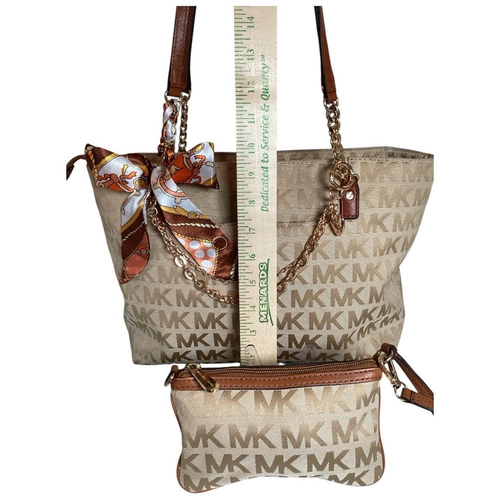 Michael Kors Beige Signature Tote with Pouch, Preloved