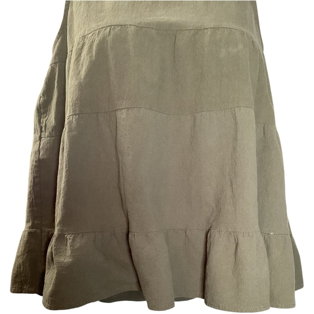 Olive Sleeveless Tiered Blouse, Stretch, Plus Size 2X