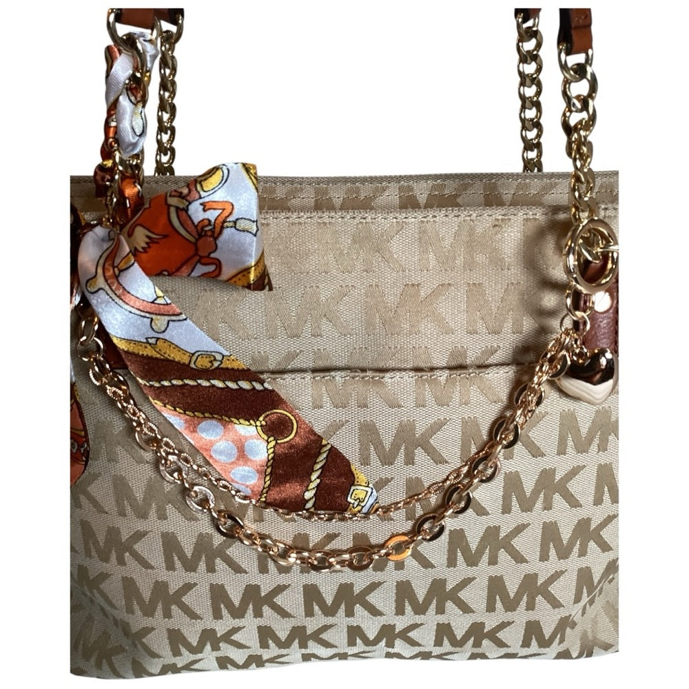 Michael Kors Beige Signature Tote with Pouch, Preloved