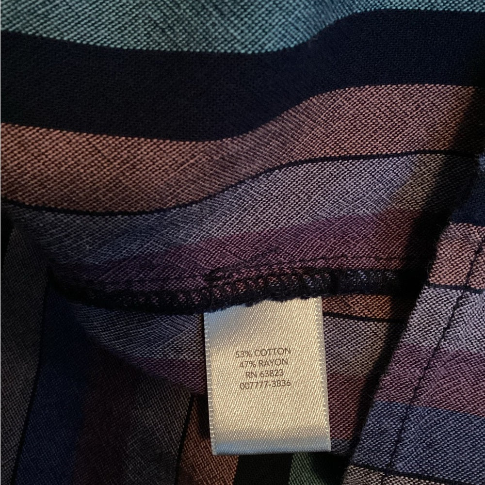 CJ Banks Purple and Blue Striped Button-Down Shirt, Plus Size 3X