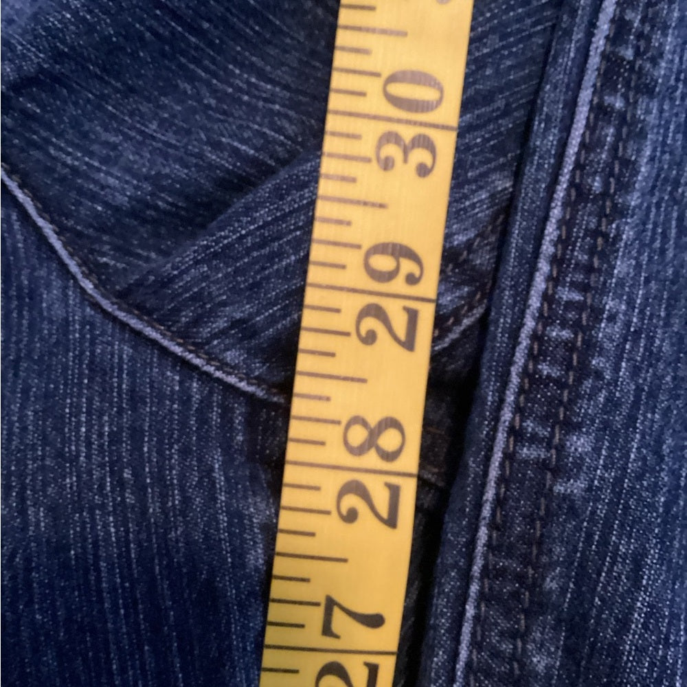 CJ Banks Classic Blue Straight Leg Jeans, Petite, Stretch, Plus Size 28