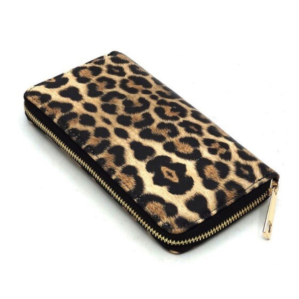 Elegant Leopard Print and Gold Satchel Set