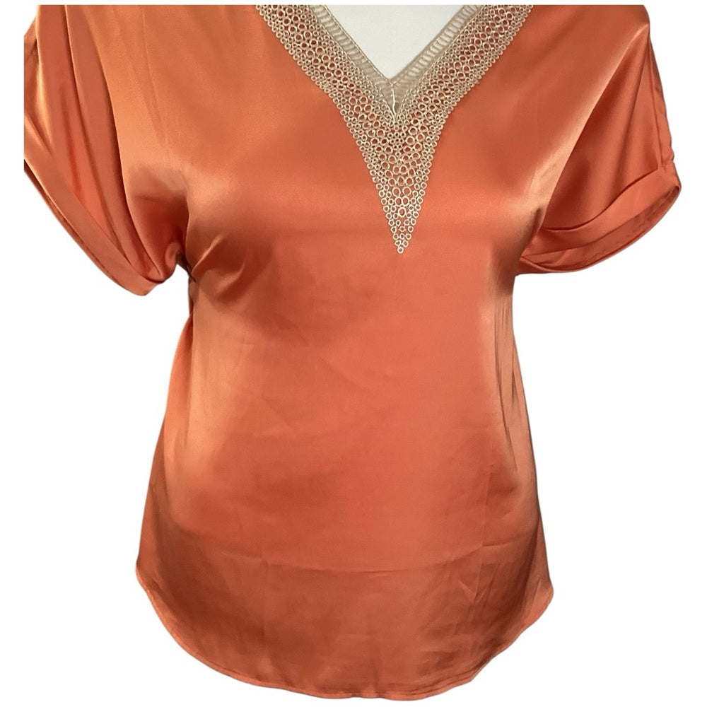 Gant Tangerine Satin V-Neck Blouse, Plus Size 2X