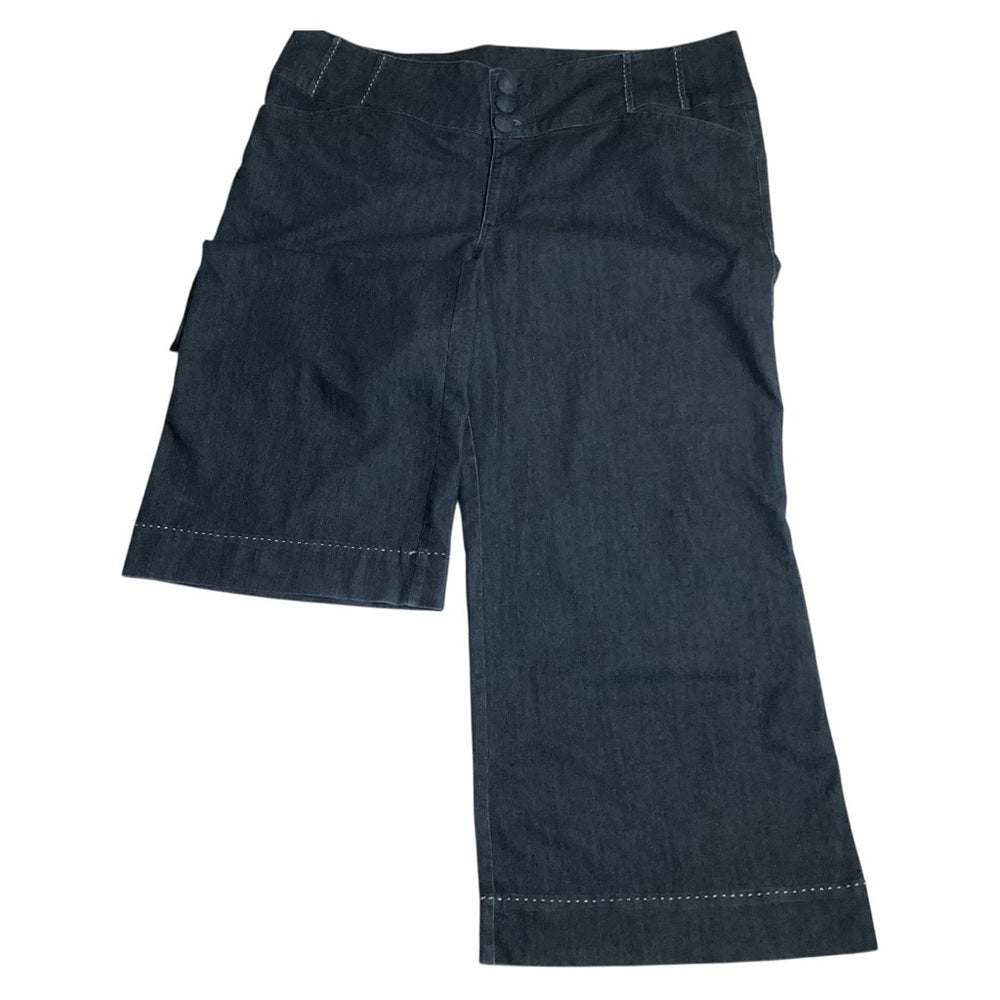 Venezia Navy Flare Jeans, Wide Leg, Stretch, Plus Size 28
