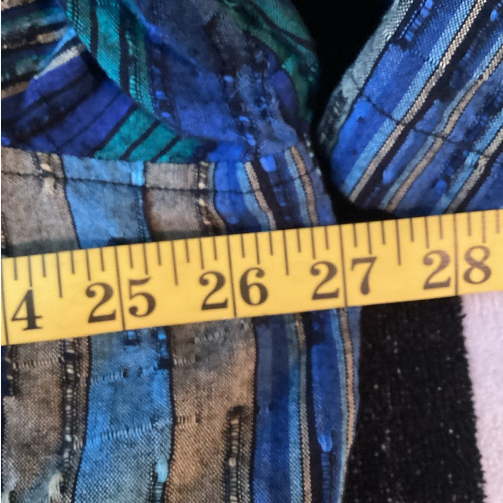 Roaman's Blue and Green Striped Button Down Shirt Size 3X.