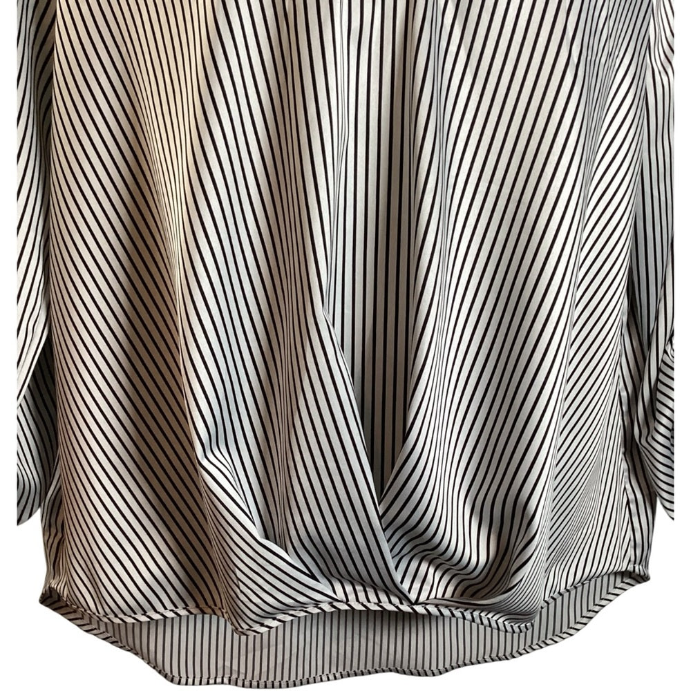 Chic Black and White Striped Blouse, Plus Size 2X