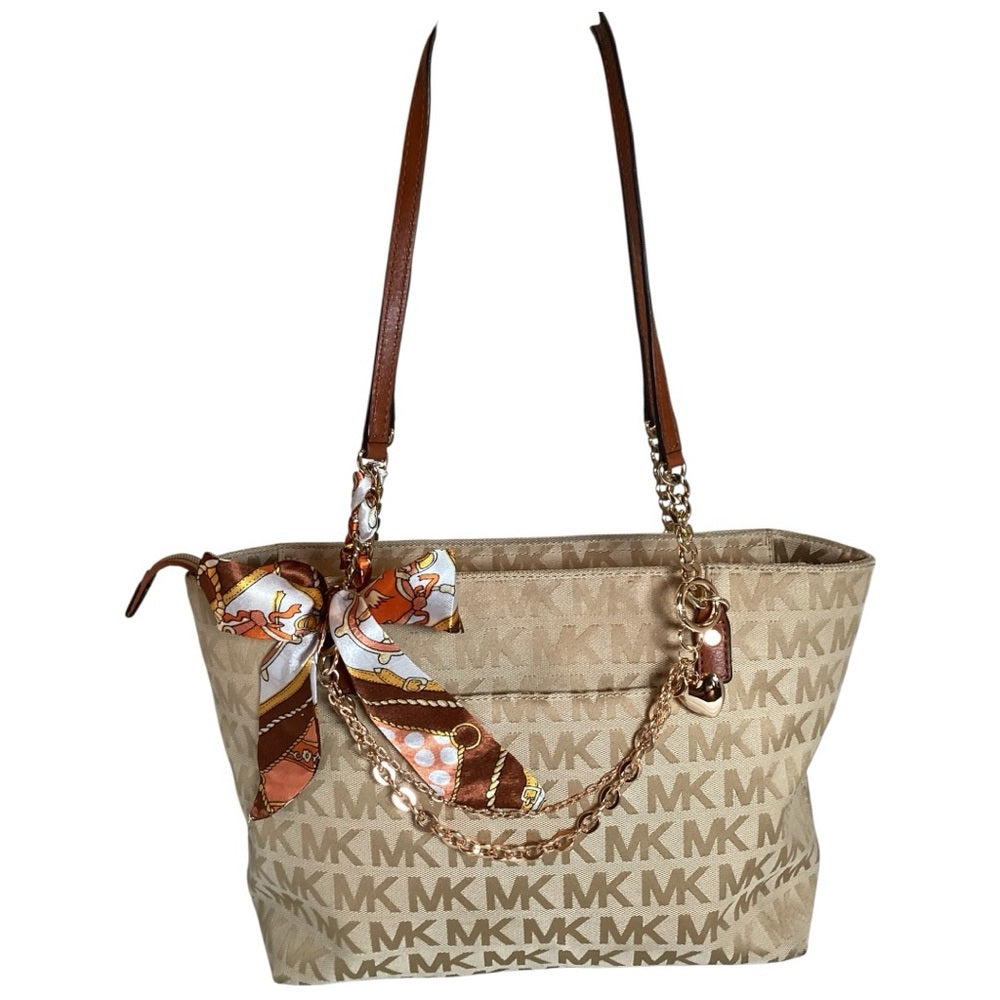 Michael Kors Beige Signature Tote with Pouch, Preloved