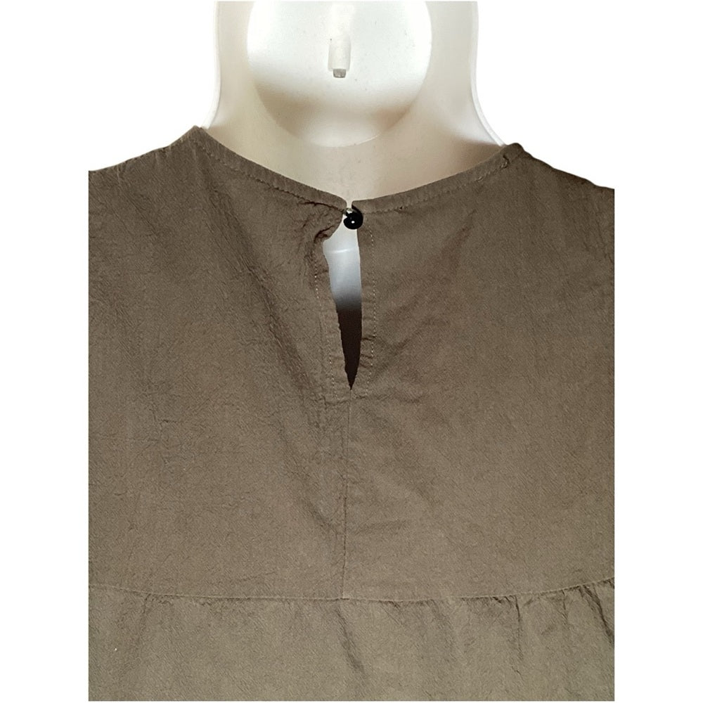 Olive Sleeveless Tiered Blouse, Stretch, Plus Size 2X