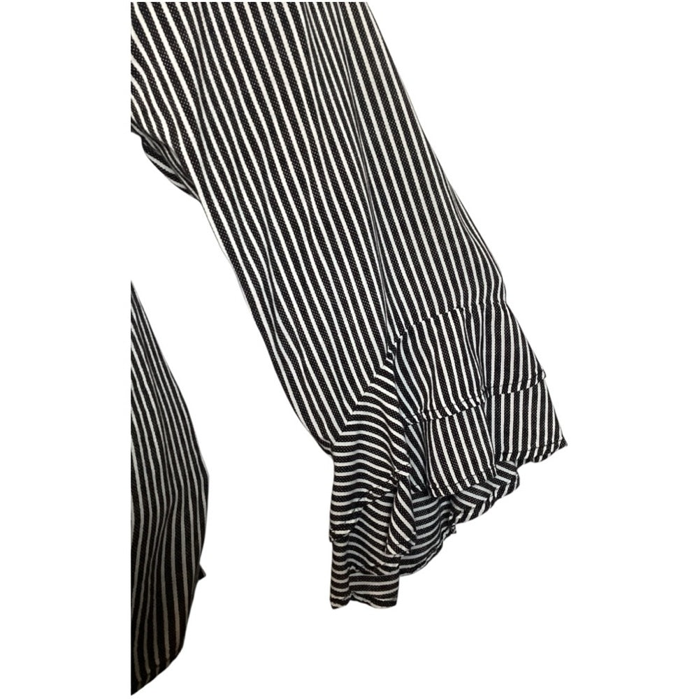 Fred David Black and White Striped Blouse, Plus Size 2X