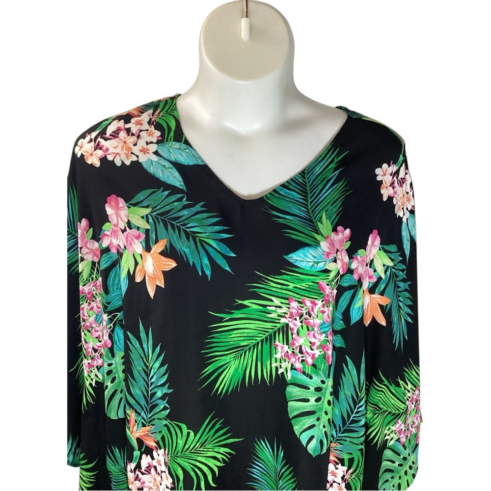 Belle by Kim Gravel Floral V-Neck Blouse Size 3X