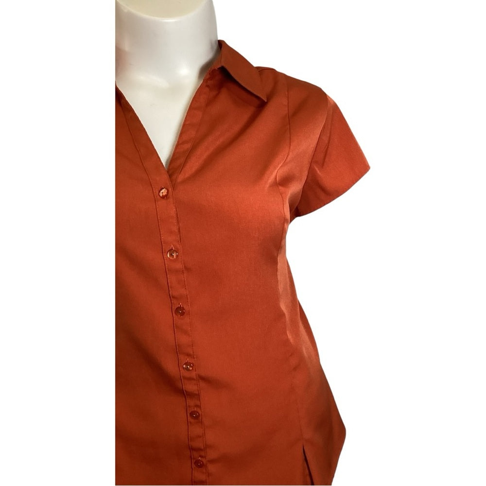 Cato Women's Terracotta Button-Down Shirt, Stretch, Plus Size 22/24 (3X)