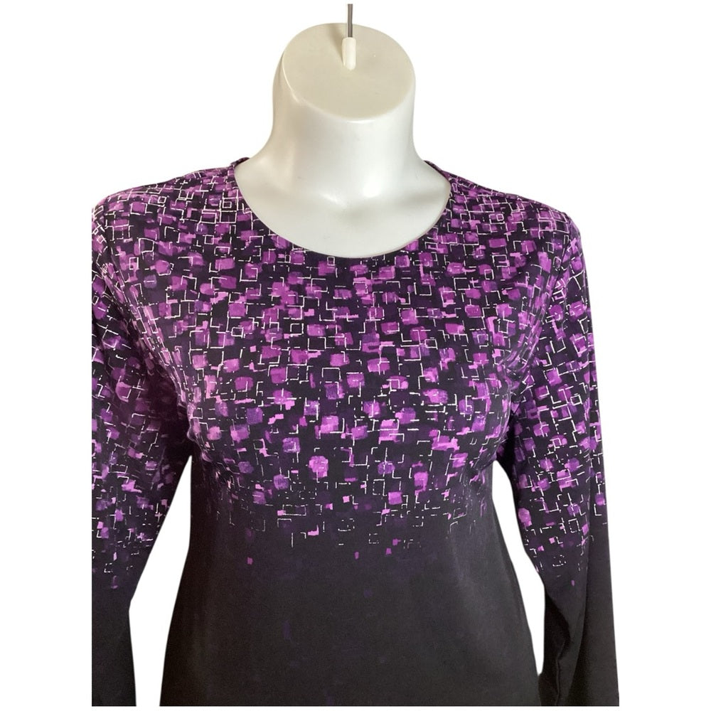 Susan Graver Purple and Black Blouse, Stretch, Plus Size 3X