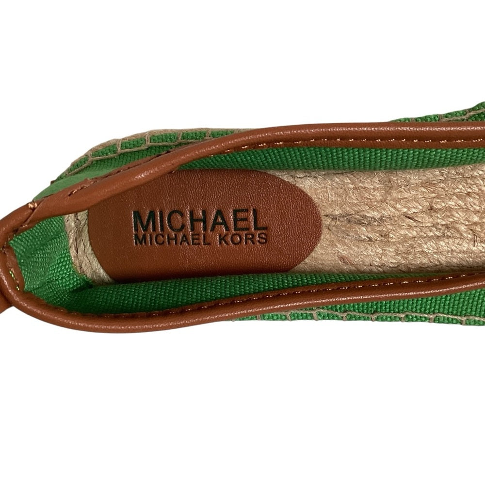 Michael Kors Green and Brown Espadrille Flats, Size 8.5