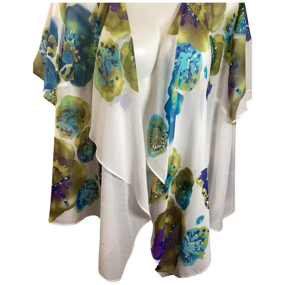 Susan Graver Elegant White Kimono, Plus Size 2X