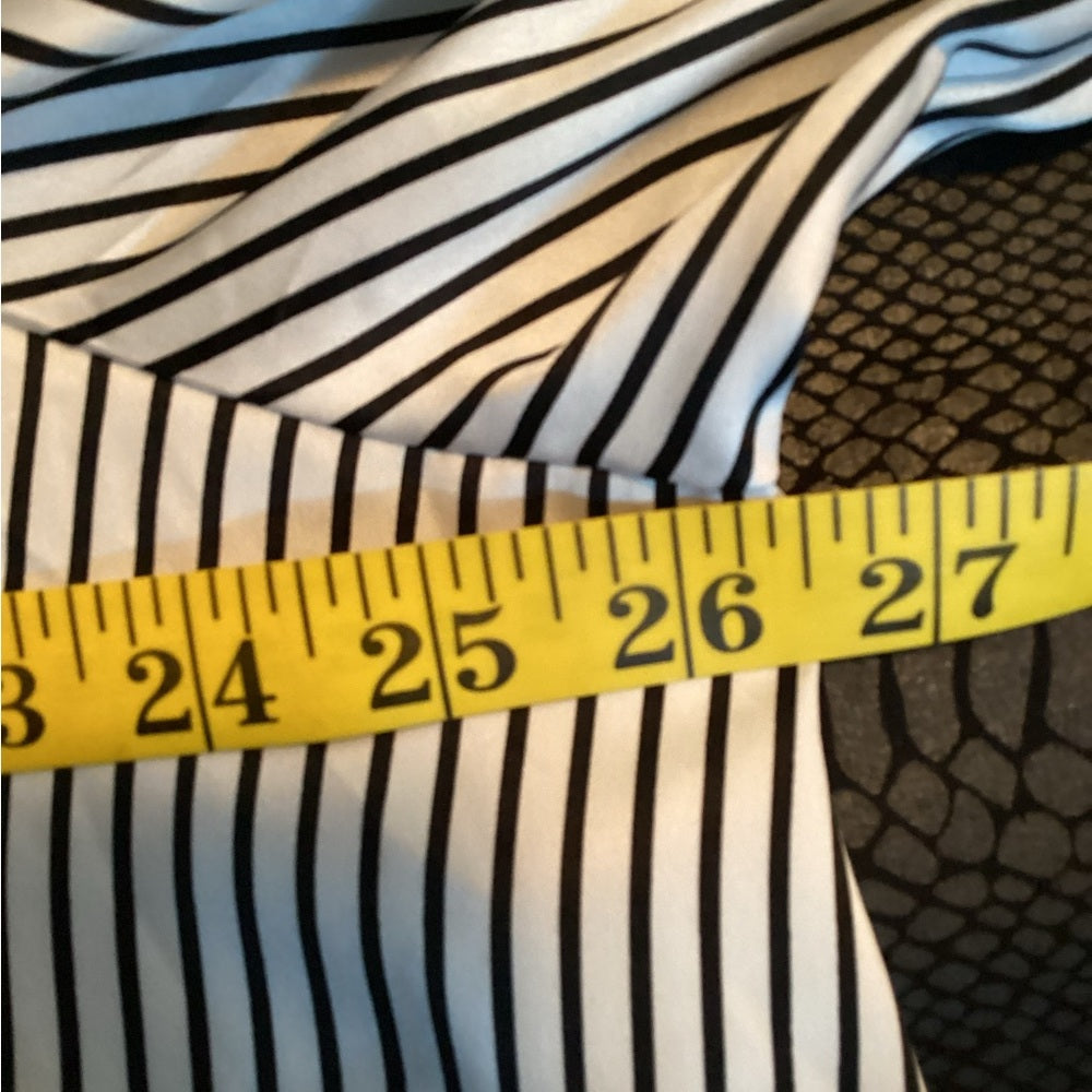 Chic Black and White Striped Blouse, Plus Size 2X