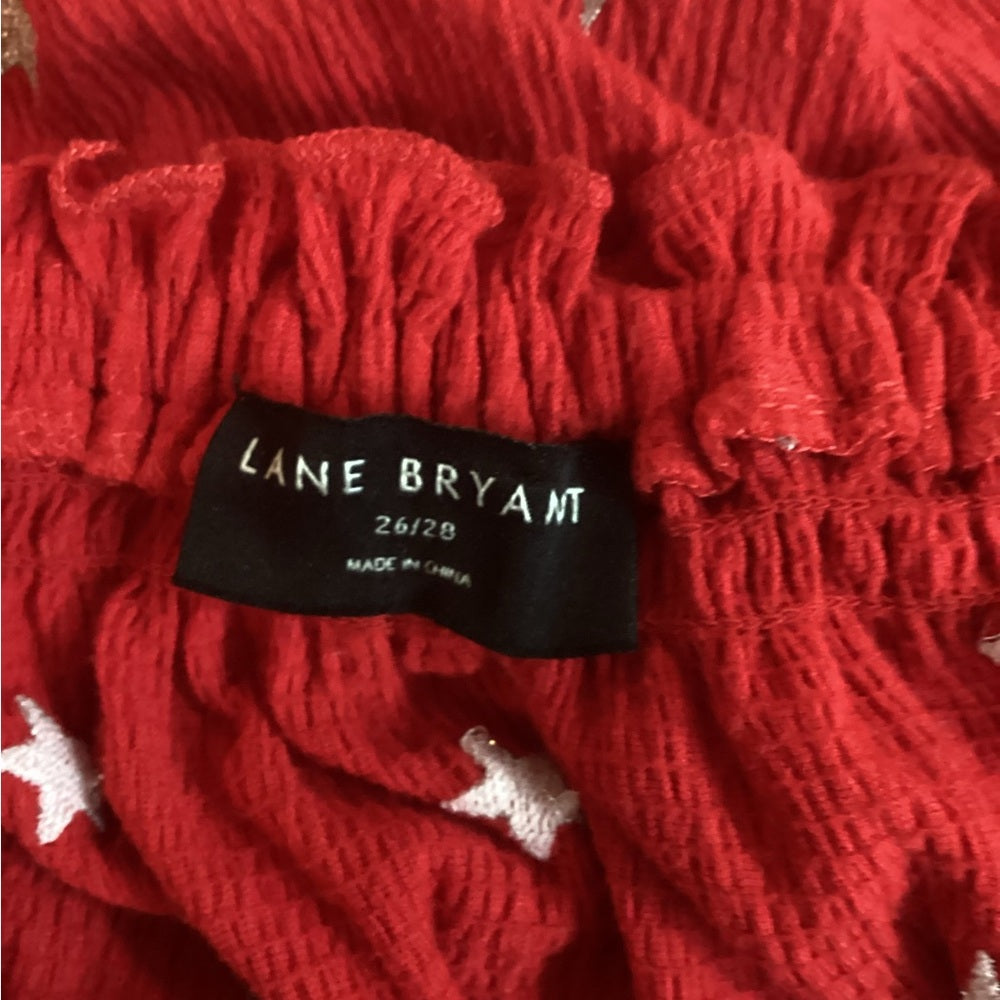 Lane Bryant Red Blouse with Star Design, Plus Size 26/28 (4X)