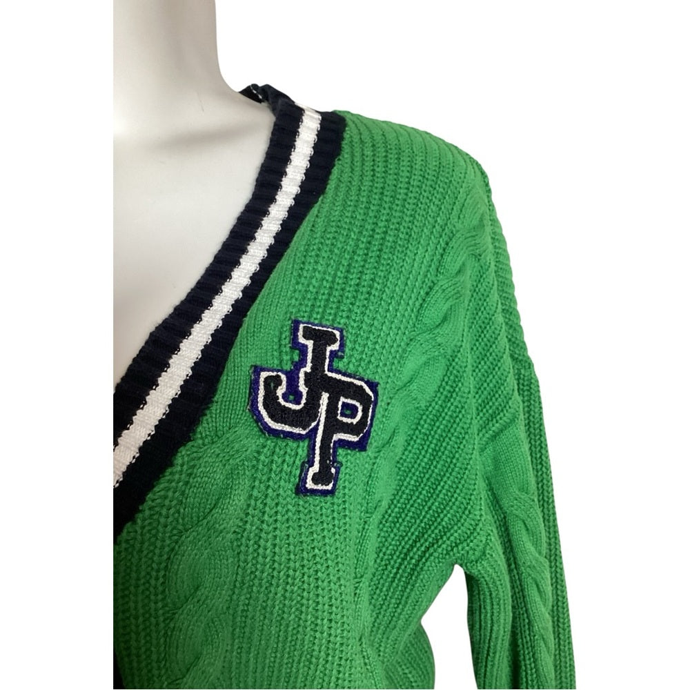 Forever 21 Green Cable Knit Cropped Cardigan, Plus Size XL
