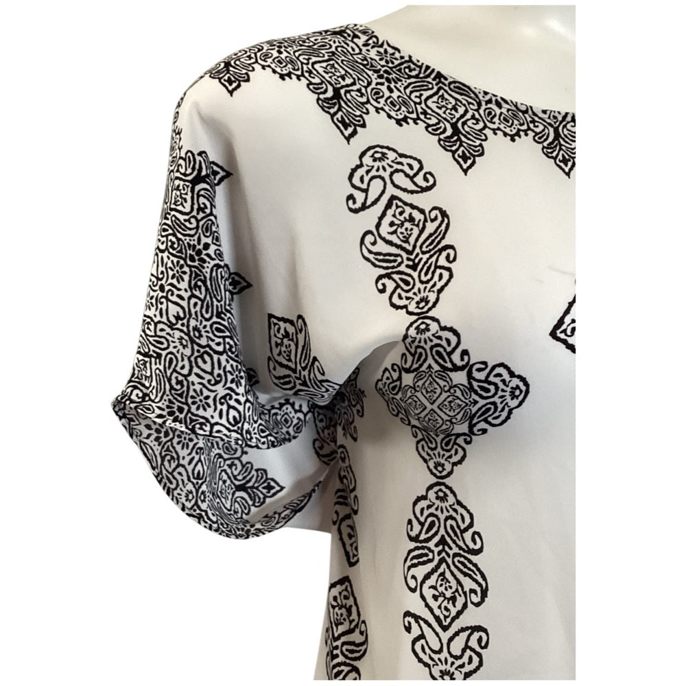 Catherines Elegant Black and White Patterned Blouse, Flawy, Plus Size 3X