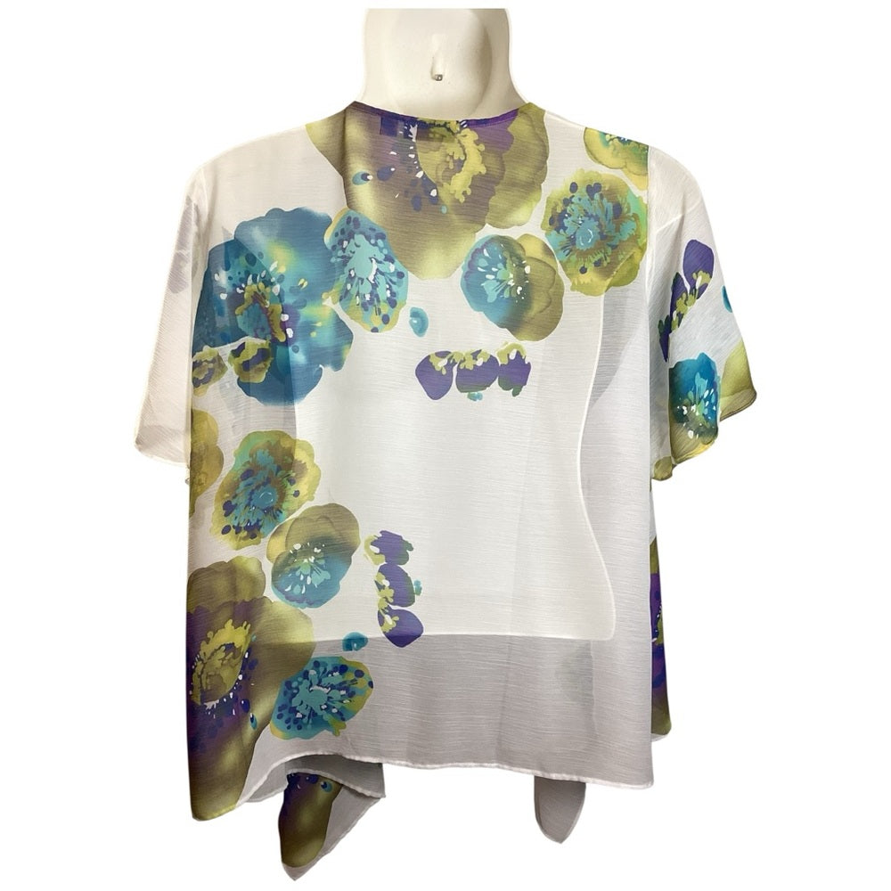 Susan Graver Elegant White Kimono, Plus Size 2X