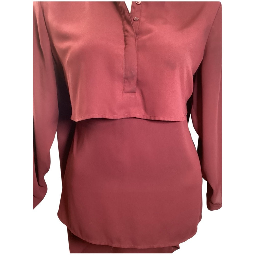 Cato Maroon Layered Blouse, Plus Size 18/20 (2X)