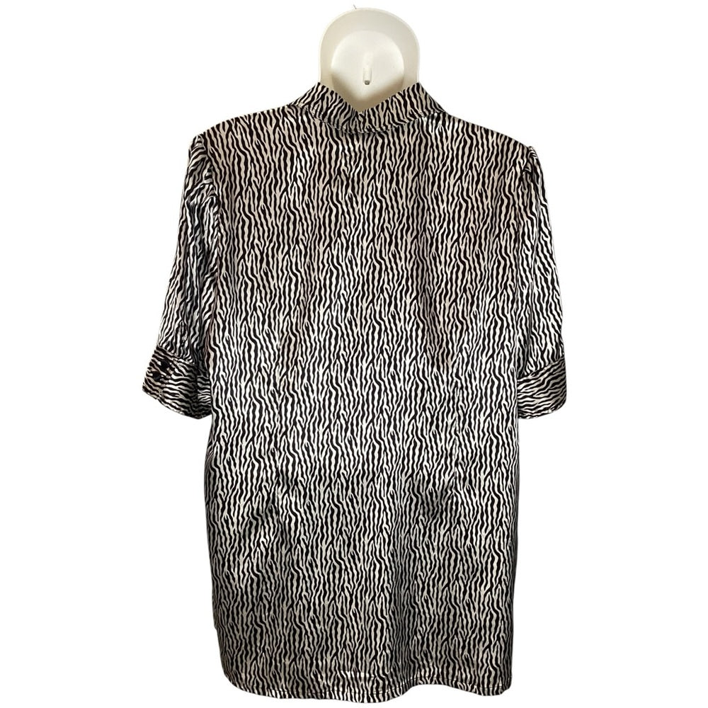 Lane Bryant Black and White Zebra Print Blouse, Stretch, Plus Size 22/24 (3X)