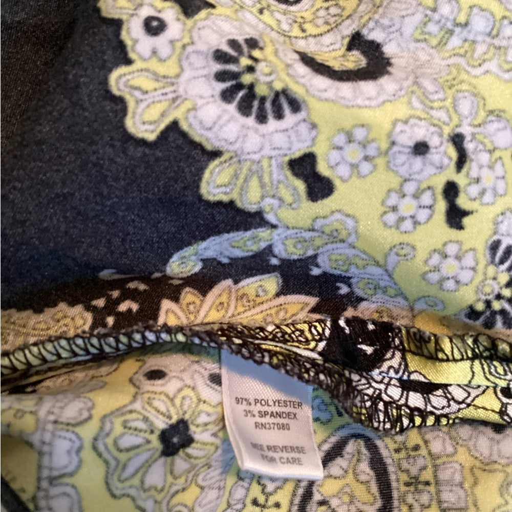 Cato Black and Yellow Paisley Button-Up Blouse, Plus Size 18/20, 2X
