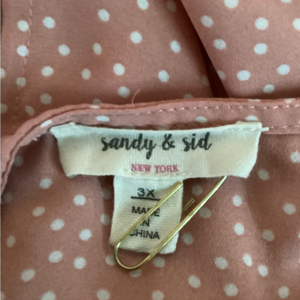 Elegant Pink Tie-Front Blouse, Size 3X