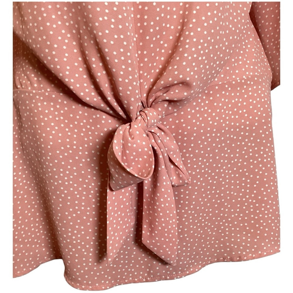 Elegant Pink Tie-Front Blouse, Size 3X