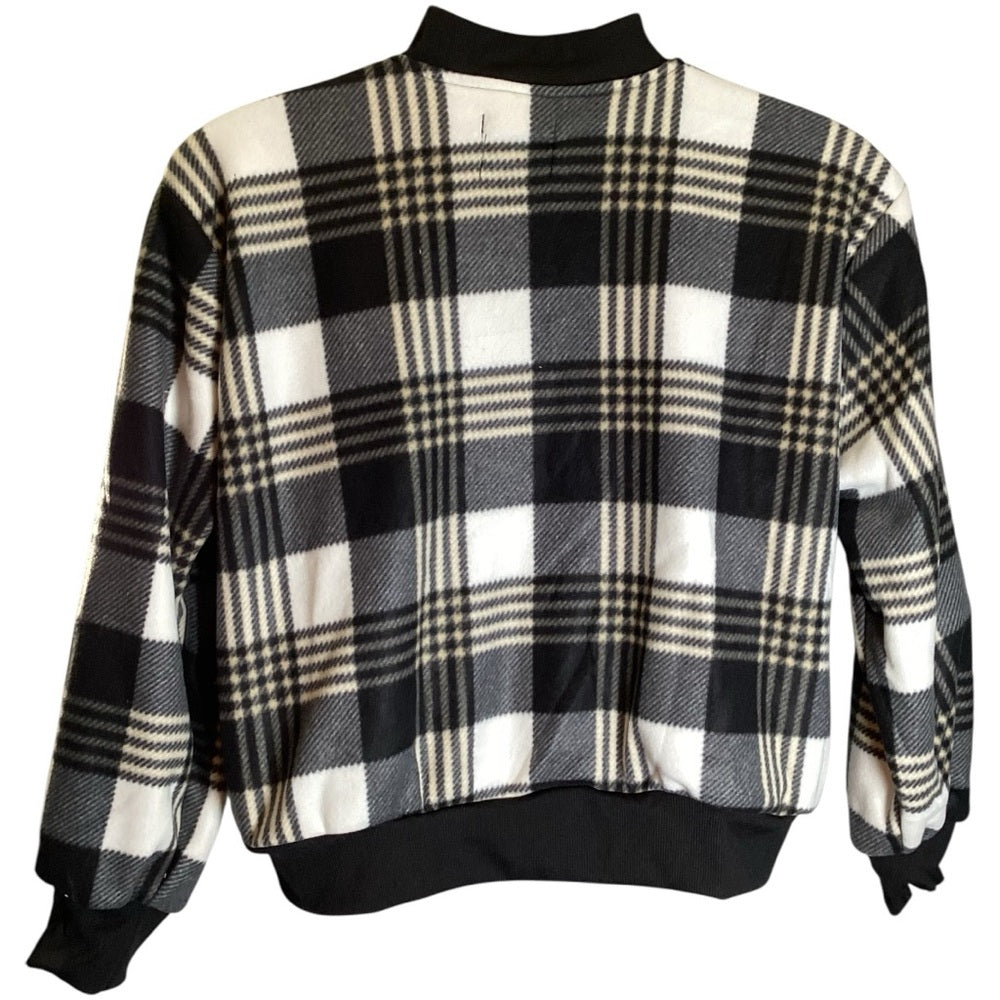 Plaid Black and White Women's Jacket, Plus Size 1X
