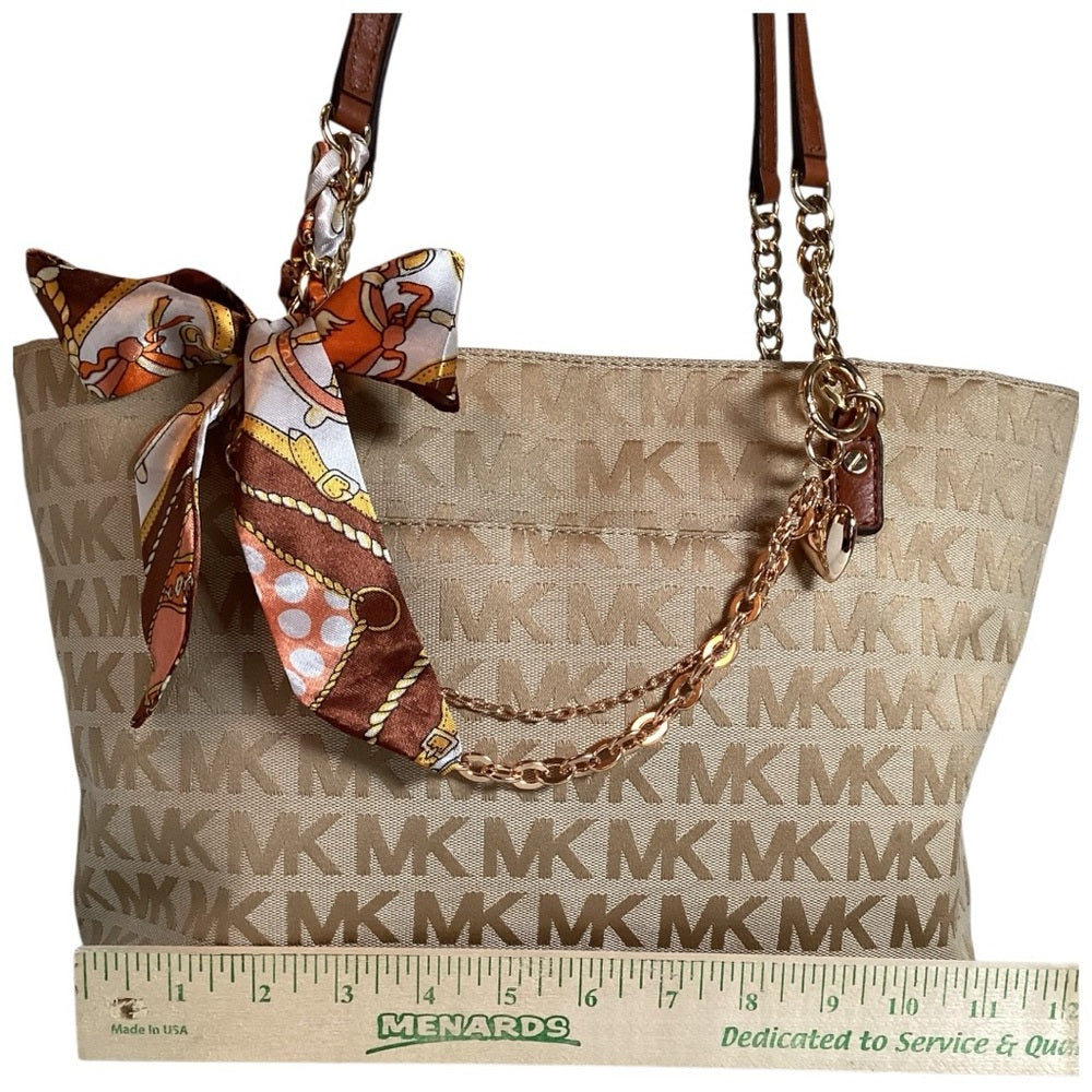 Michael Kors Beige Signature Tote with Pouch, Preloved