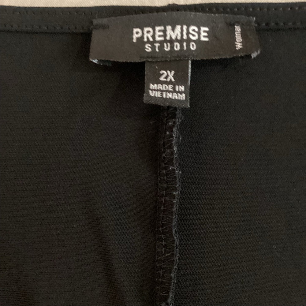 Premise Black Draped Blouse, Stretch, Plus Size 2X